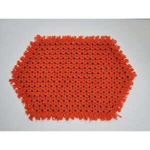 Vintage‎ Halloween Orange/Black Yarn Placemats 19" x 14", Set of 5 Handmade